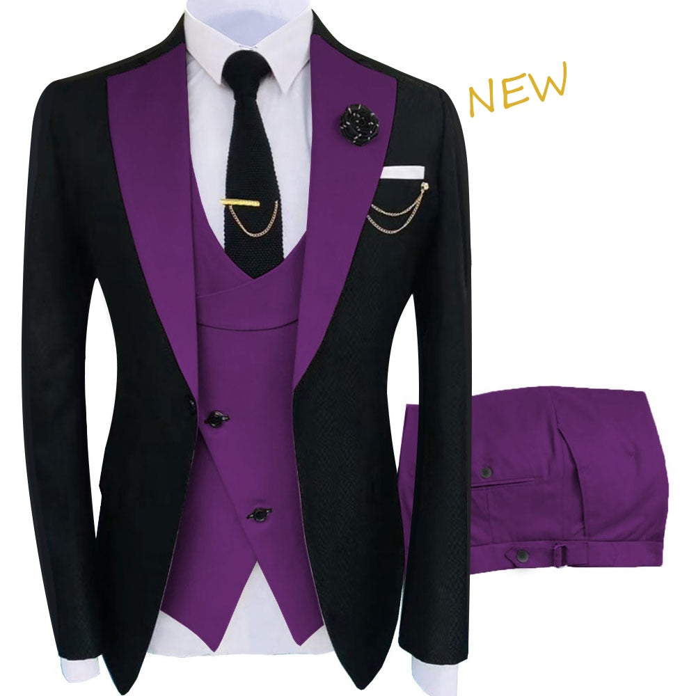 New Costume Homme Popular Clothing Luxury Party Stage Men's Suit Groomsmen Regular Fit Tuxedo 3 Peice Set Jacket+Trousers+Vest