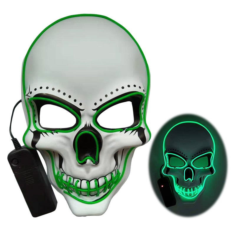 Halloween Skeleton Mask LED Glow Scary EL-Wire Mask Light Up  Festival Cosplay Costume Supplies Party Mask mardi gras