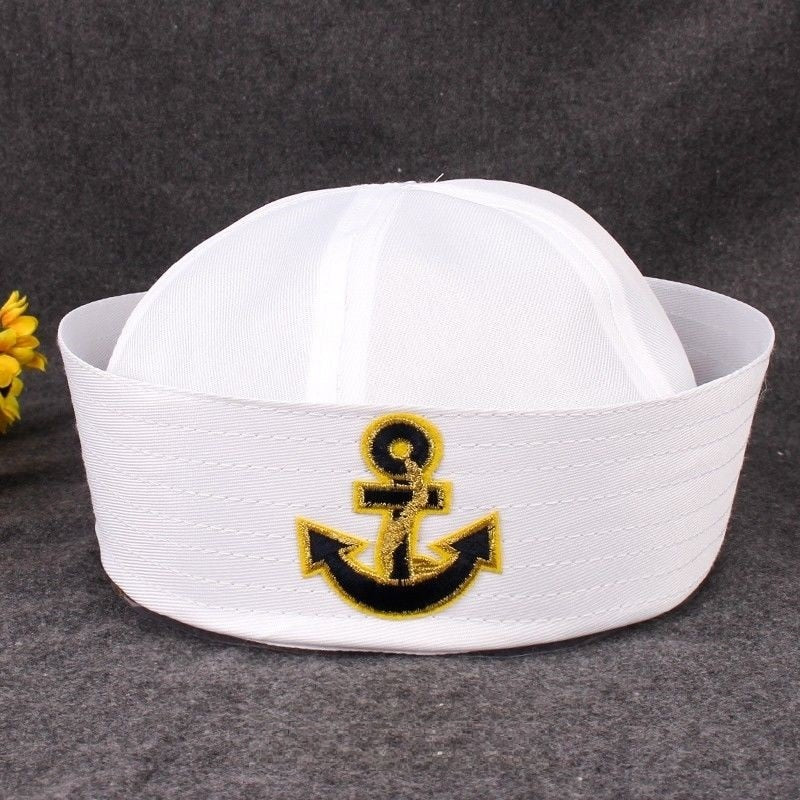 Military Hats Sailor Cap White Captain Navy Marine Caps with Anchor Army Hats For Women Men Child Fancy Cosplay Hat Accessories