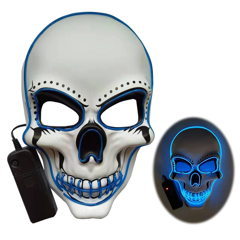 Halloween Skeleton Mask LED Glow Scary EL-Wire Mask Light Up  Festival Cosplay Costume Supplies Party Mask mardi gras