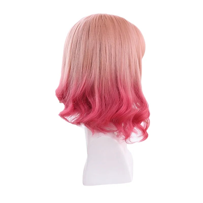 L-email wig Gradient Pink Lolita Wigs Medium Loose Wave Sweet Harajuku Japanese Cosplay Wig Heat Resistant Synthetic Hair