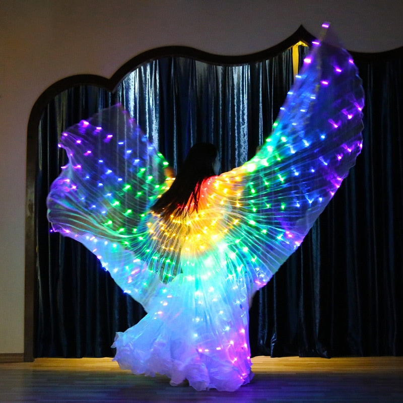 Ruoru Rainbow Color Alas Angle Led Wings Adult Led Costume Circus Led Light Luminous Costumes Party Show Isis Wings Dancewear