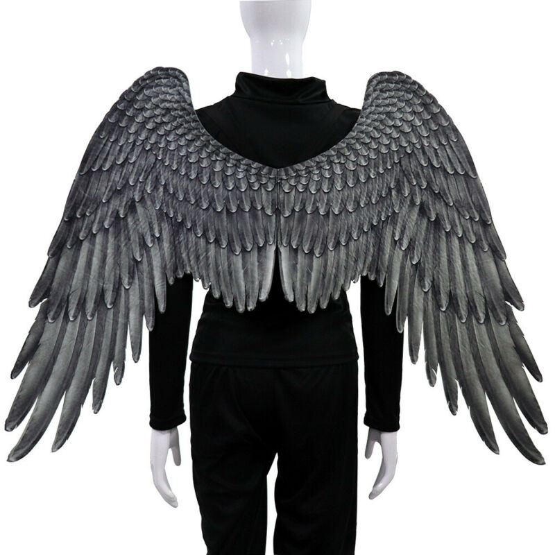 Halloween 3D Angel Devil Big Wings Mardi Gras Theme Party Cosplay Accessories of Kid Adult  Children Large Black Wings Costume