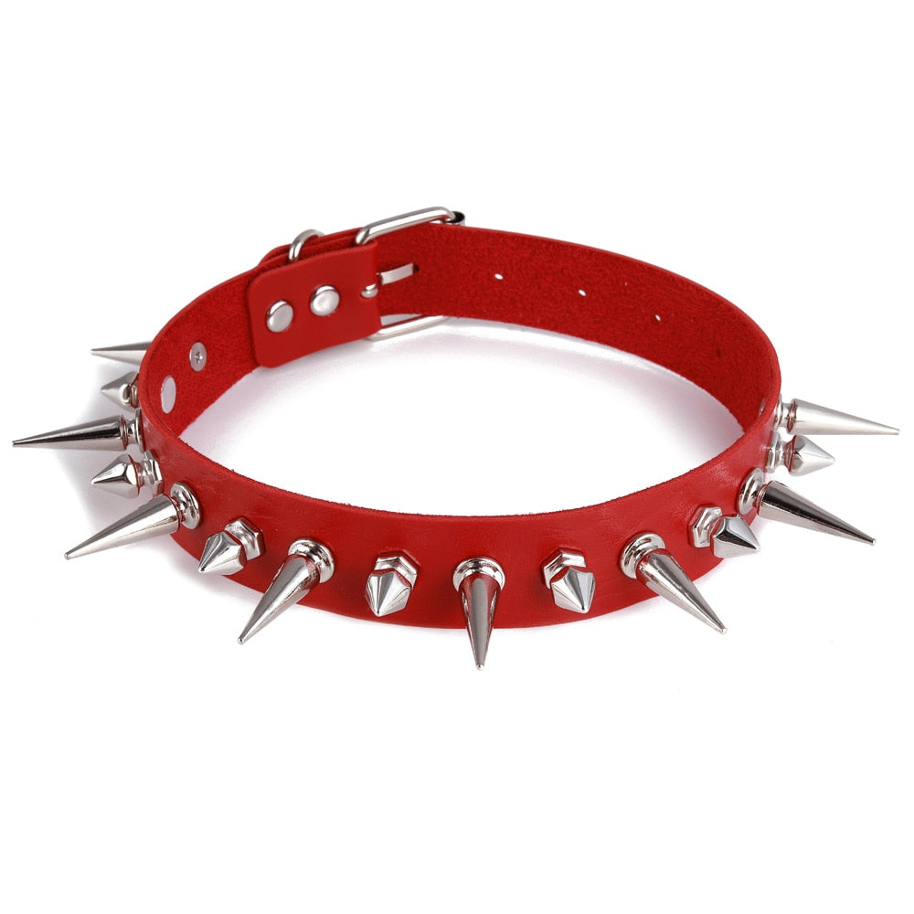 Emo Spike Choker Punk Collar Goth Necklace Fashion Vegan Leather Belt Chocker  Accessories Harajuku Gothic  Jewelry Halloween