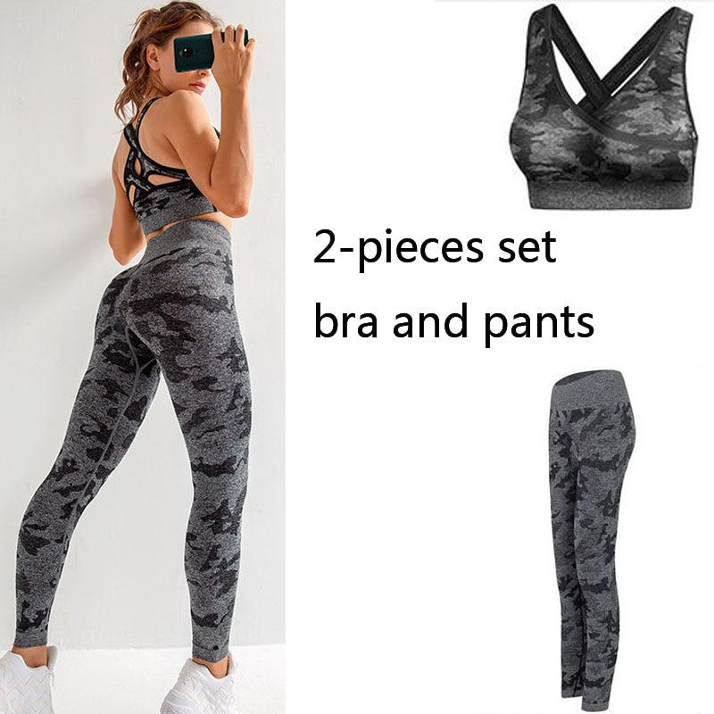 Women Gym Set Clothes 2 Piece Yoga Set Sports Bra And Leggings Jogging Seamless Workout Sports Tights Women Fitness Sports Suit