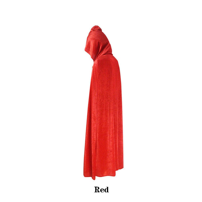 Adult Halloween Velvet Cloak Cape Hooded Medieval Costume Witch Wicca Vampire Halloween Costume Full Length Dress Coats 5 Colors