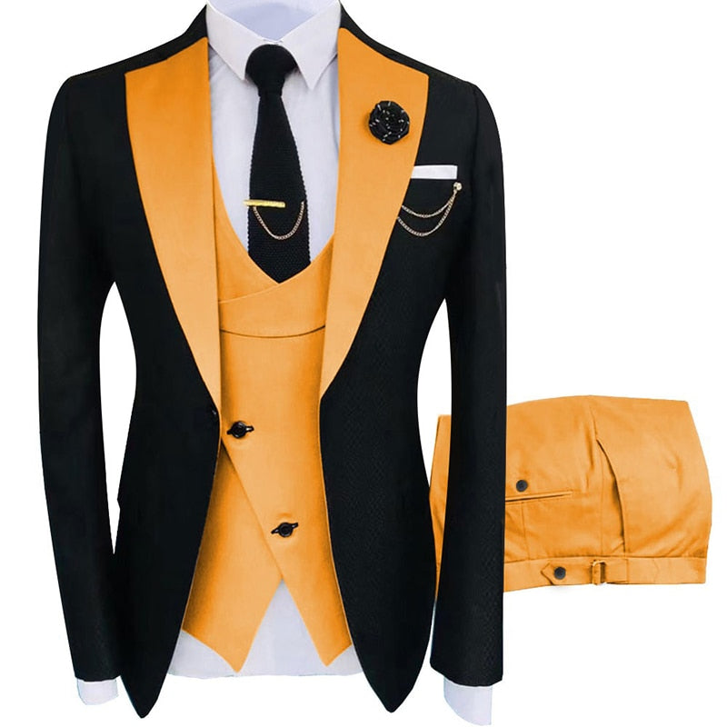 New Costume Homme Popular Clothing Luxury Party Stage Men's Suit Groomsmen Regular Fit Tuxedo 3 Peice Set Jacket+Trousers+Vest