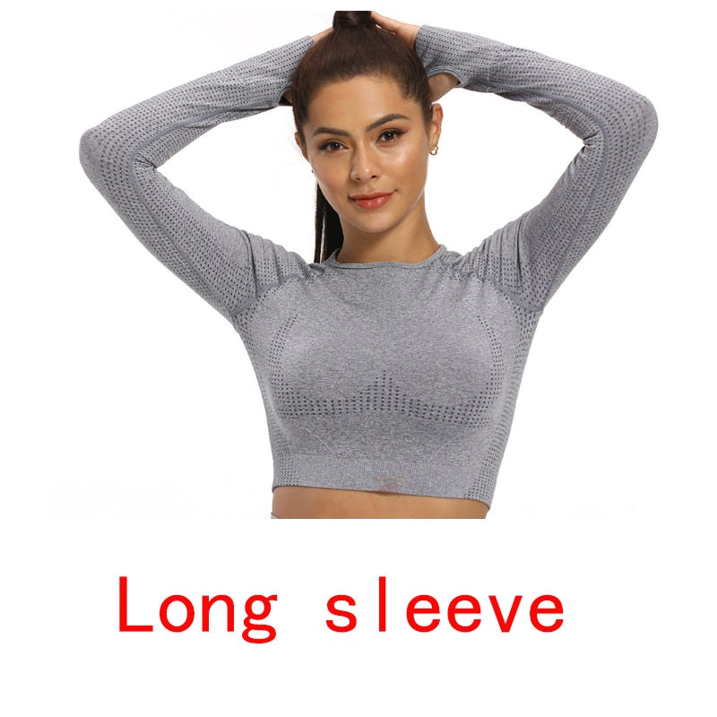 Vital Seamless Yoga Set Women Long Sleeve Summer Blouses Top Gym Sport Bra High Waist Tight Leggings Fitness Suit Shorts Sets