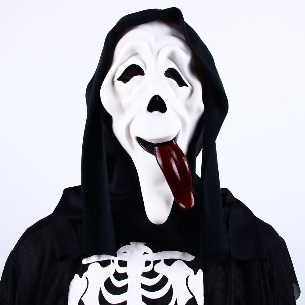 Ghost Face Scream Movie Horror Mask Halloween Killer Cosplay Adult Costume Accessories Props