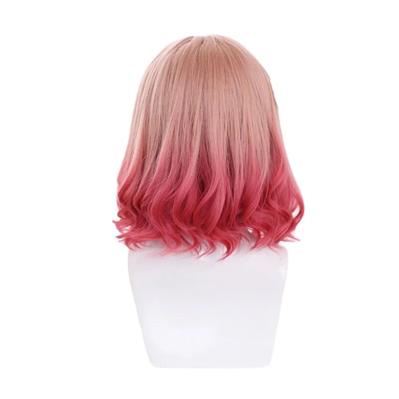 L-email wig Gradient Pink Lolita Wigs Medium Loose Wave Sweet Harajuku Japanese Cosplay Wig Heat Resistant Synthetic Hair