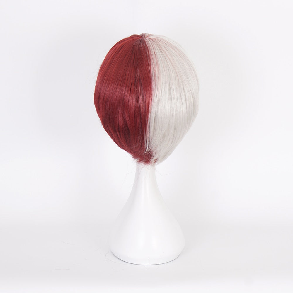 Anime My Hero Academia Boku no Hiro Akademia Shoto Todoroki Shouto White And Red Cosplay Wig+Wig Cap