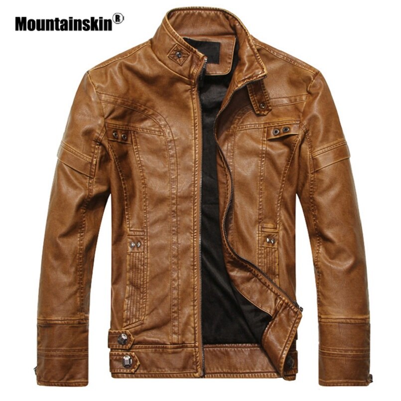 Mountainskin Men's Leather Jackets Motorcycle PU Jacket Male Autumn Casual Leather Coats Slim Fit Mens Brand Clothing SA588