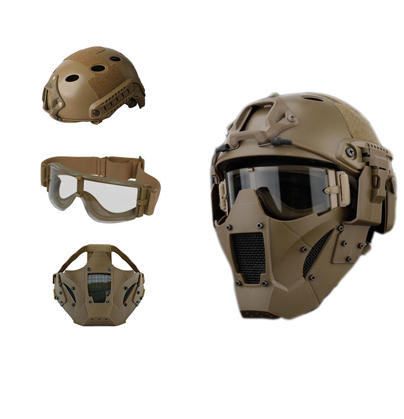 Multi Function Iron Mesh Tactical Mask with Fast Helmet and Tactical Goggles Airsoft Hunting Motorcycle Sport Play