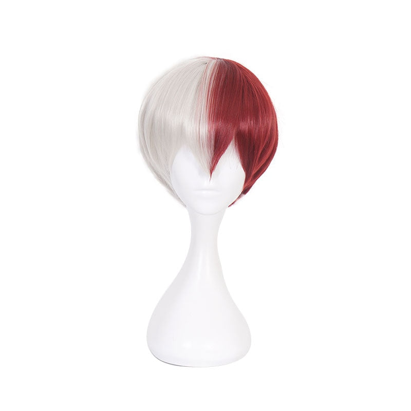 Anime My Hero Academia Boku no Hiro Akademia Shoto Todoroki Shouto White And Red Cosplay Wig+Wig Cap