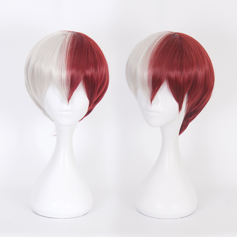 Anime My Hero Academia Boku no Hiro Akademia Shoto Todoroki Shouto White And Red Cosplay Wig+Wig Cap