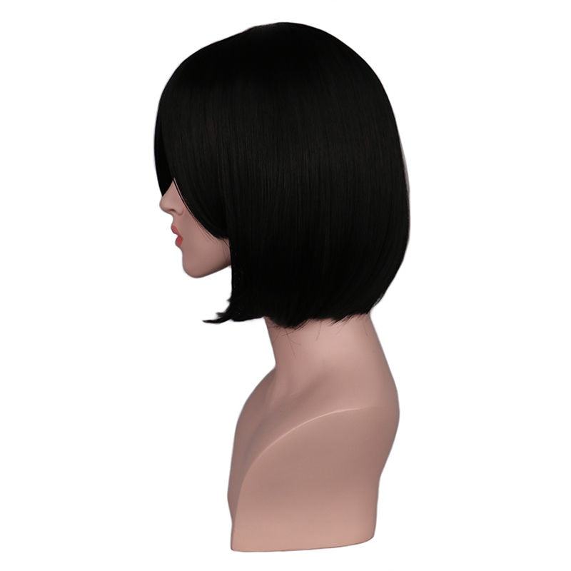 QQXCAIW  Short Straight Attack on Titan Cosplay Wigs Mikasa Black Heat Resistant Synthetic Hair Wigs