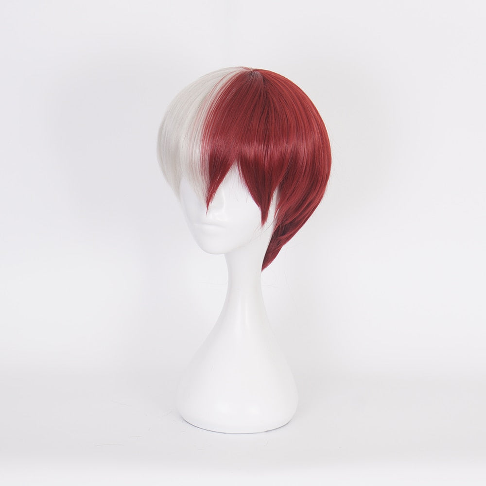 Anime My Hero Academia Boku no Hiro Akademia Shoto Todoroki Shouto White And Red Cosplay Wig+Wig Cap