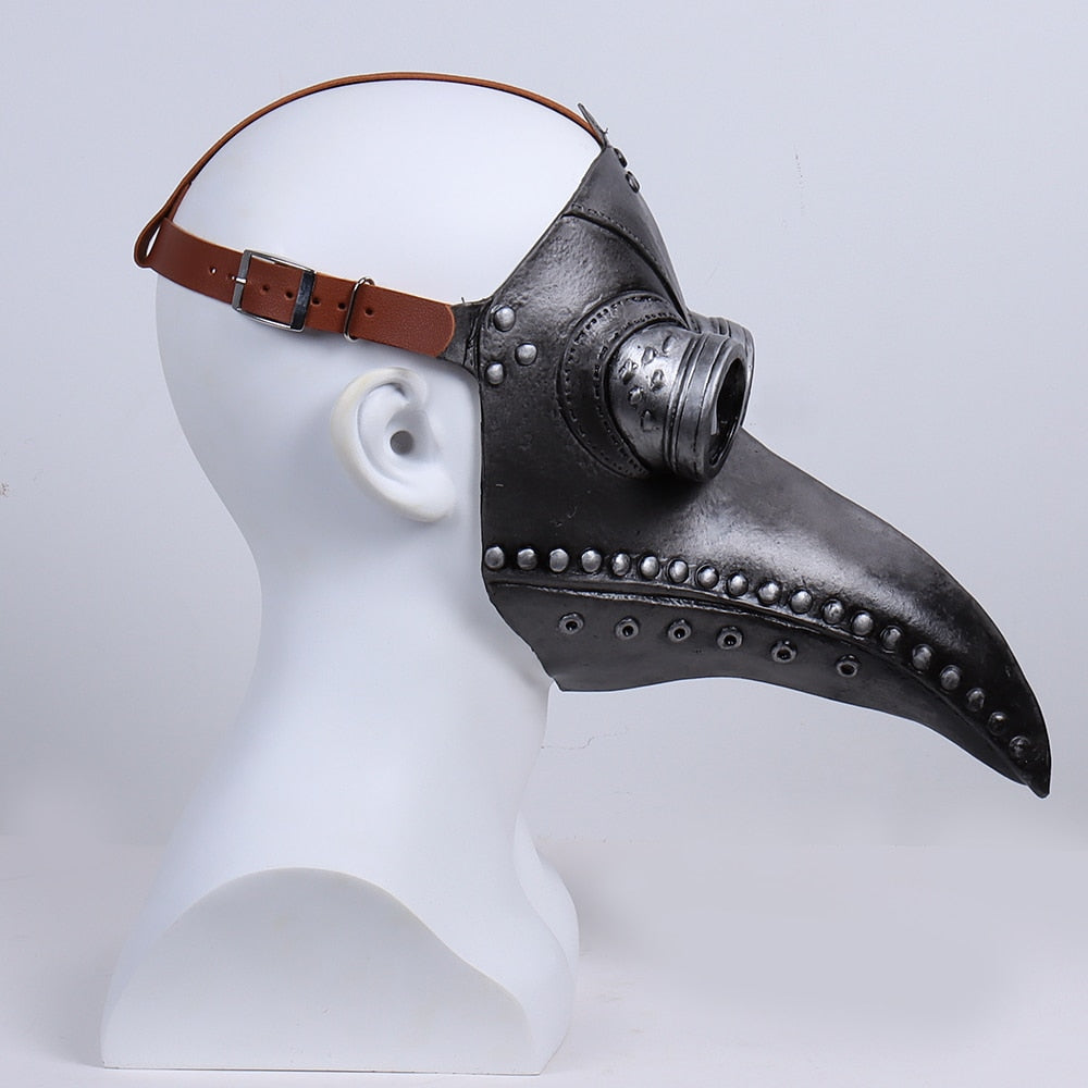 Plague Doctor Mask Cosplay Anime Latex Face Masks Long Nose Bird Beak Steampunk Halloween Masque Costume Props