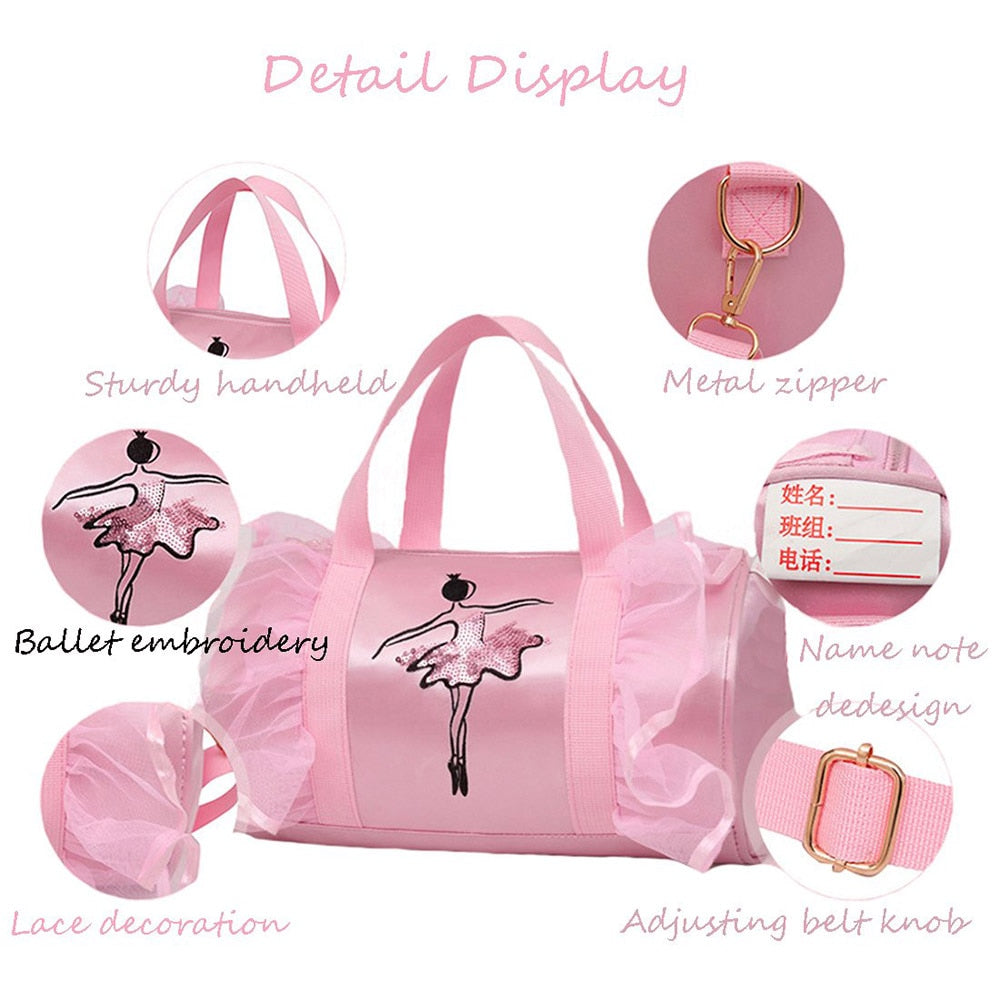 Ballet Dance Bags Pink  Girls Sports Dance Kids Backpack Baby Barrels Package Bag Costume Clothes Shoes Dress  Handbag