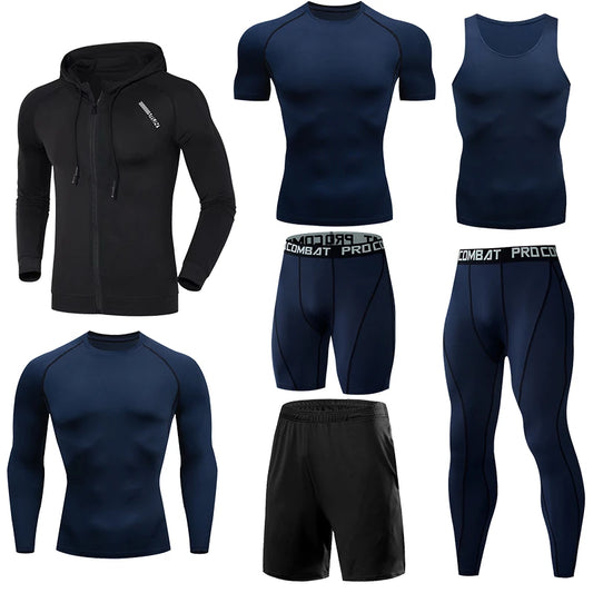 Men Running Jogging Training Clothes Sets Football Basketball Cycling Fitness Sport Wear Kits Teenager Compression Sportswear