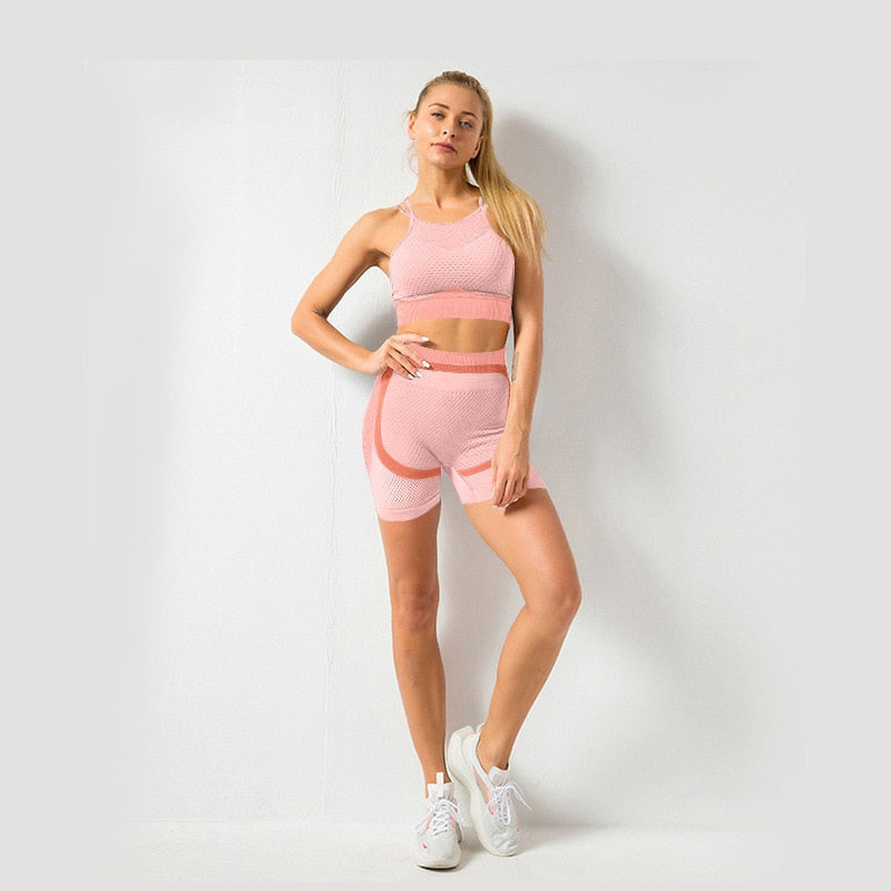 Women's sports suit for fitness Yoga sport bra training Long Sleeve Crop Top High Waist gym Leggings tracksuit