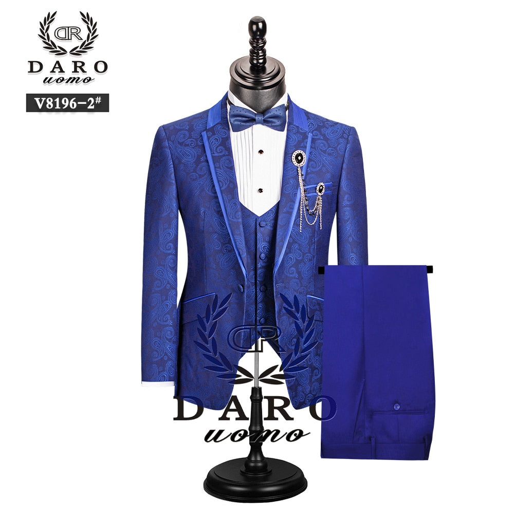 Tuxedo-3 Piece-Black-Gold -White-Royal blue