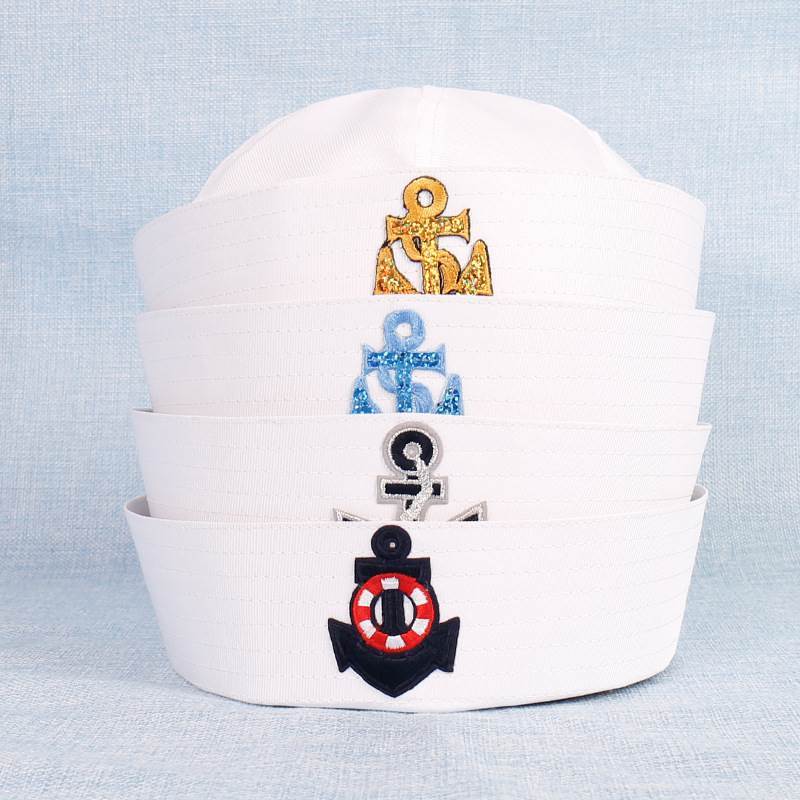 Military Hats Sailor Cap White Captain Navy Marine Caps with Anchor Army Hats For Women Men Child Fancy Cosplay Hat Accessories