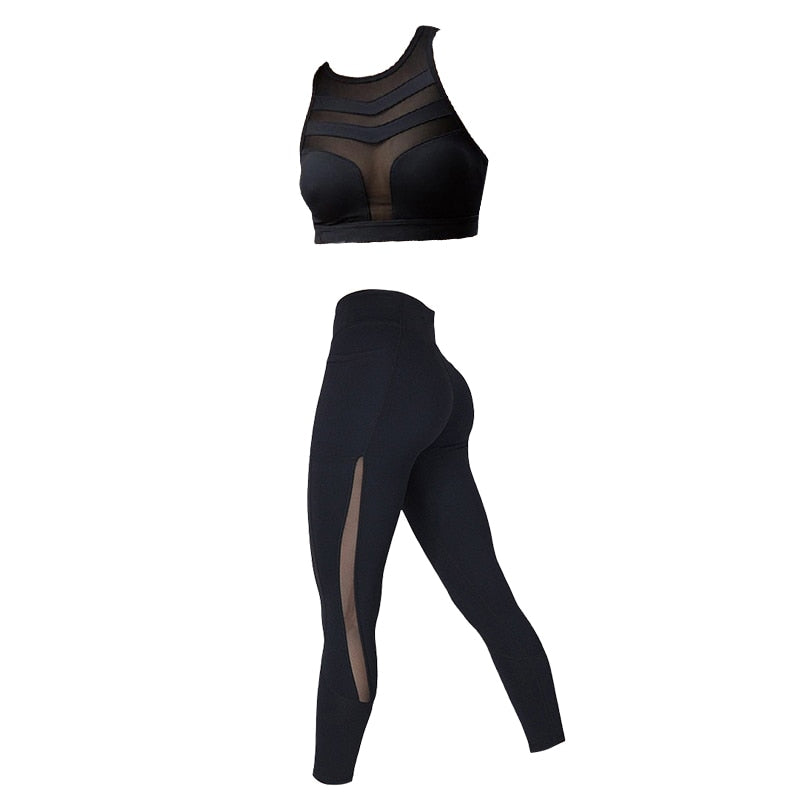 SVOKOR Geometric Yoga Set Breathable Fitness Sports Suit Sports Bra High Waist Women Gym Leggings Workout Pants Sportswear
