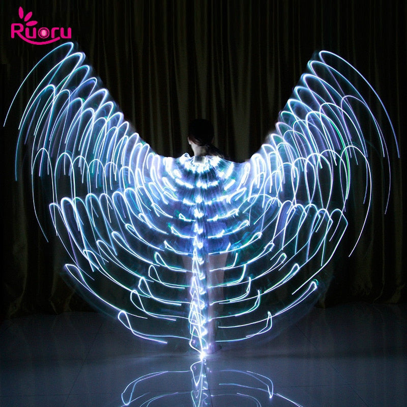 Ruoru Rainbow Color Alas Angle Led Wings Adult Led Costume Circus Led Light Luminous Costumes Party Show Isis Wings Dancewear