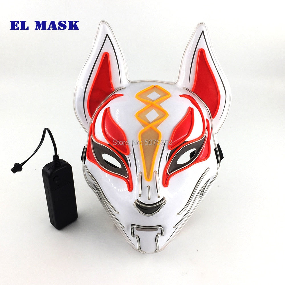 Anime Expro Decor Japanese Fox Mask Neon Led Light Cosplay Mask Halloween Party Rave Led Mask Dance DJ Payday Costume Props