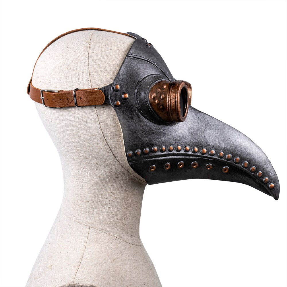 Plague Doctor Mask Cosplay Anime Latex Face Masks Long Nose Bird Beak Steampunk Halloween Masque Costume Props