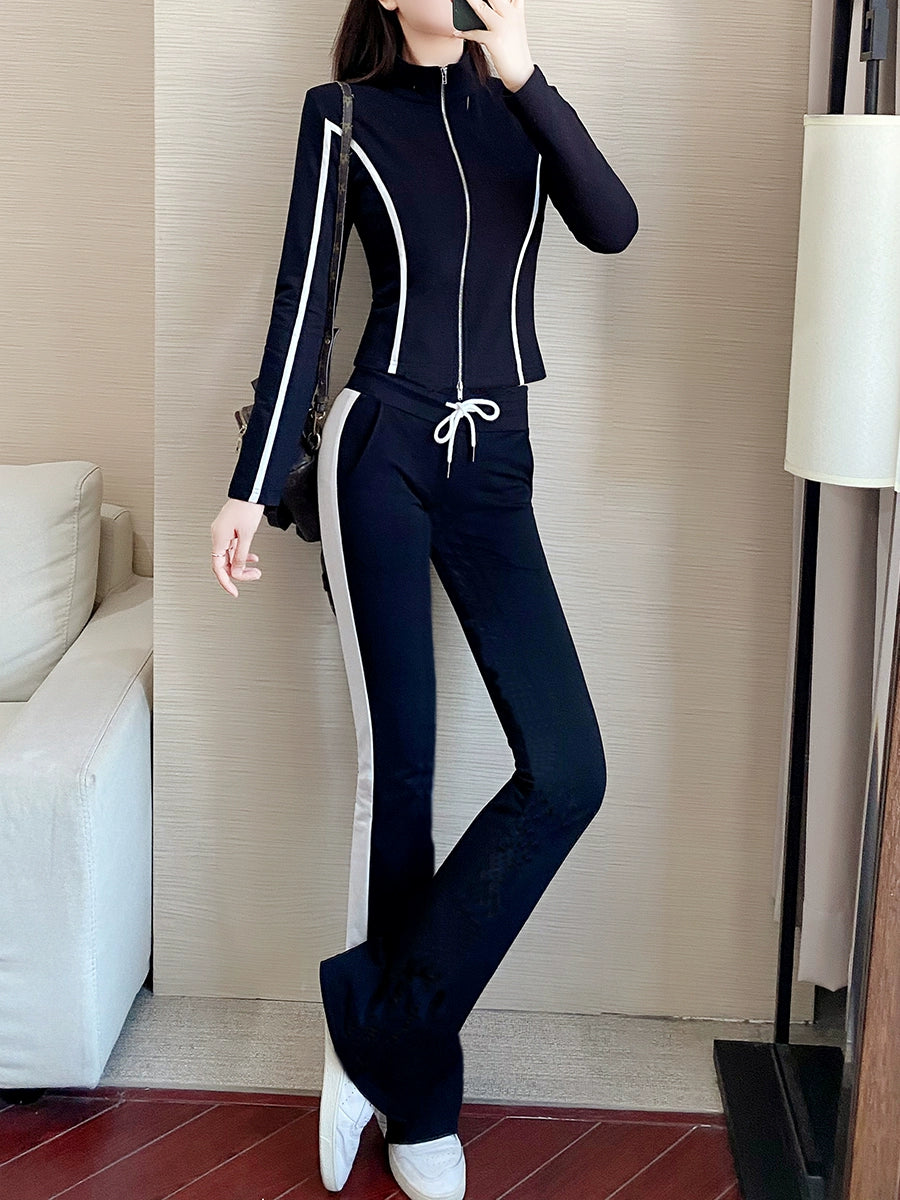 Fashion Striped Slim Fit Trendy Slightly Flared Sportswear