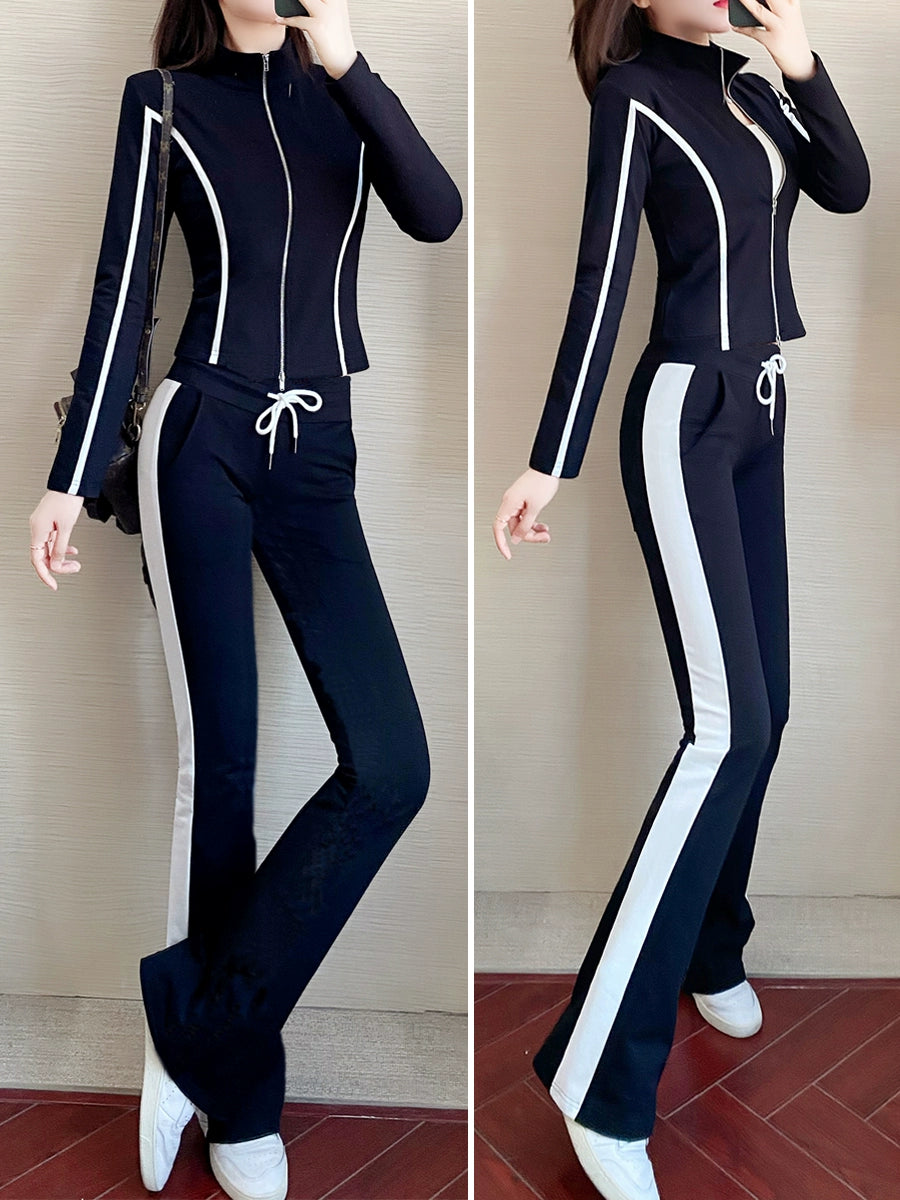 Fashion Striped Slim Fit Trendy Slightly Flared Sportswear