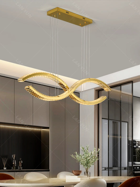 Dining Room Chandelier Modern Minimalist Designer Bench Accessible Luxury Dining Table Dining Room Lamp Creative Stylish Bar Crystal Chandelier