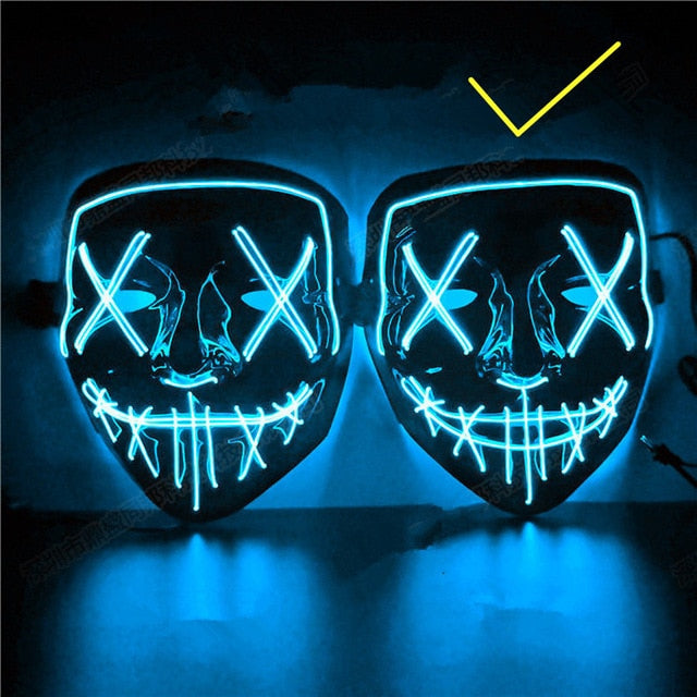 Halloween Decoration LED Mask Light Up Party Neon Mask Cosplay Horror V for Vendetta Halloween Party Decor Props Accessories