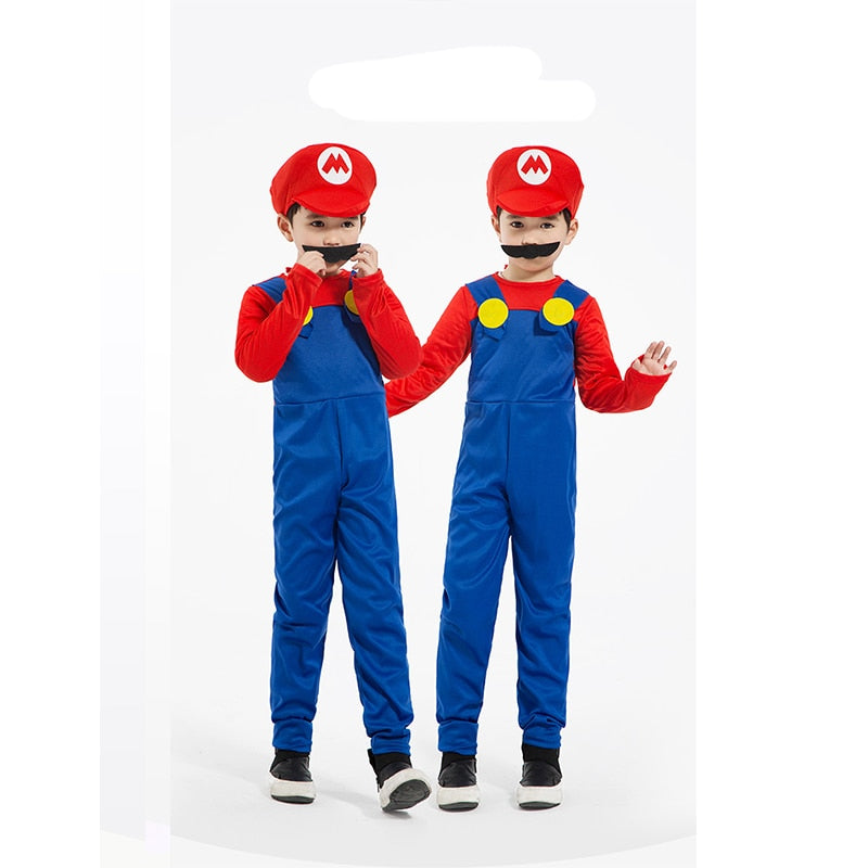 Game Anime Cosplay Halloween Costumes Funny Super Brother Bros Children Fantasia Cosplay Jumpsuit Xmas Carnival Adult Woman Suit