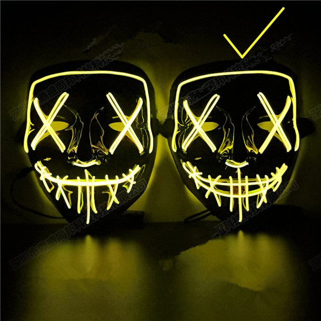 Halloween Decoration LED Mask Light Up Party Neon Mask Cosplay Horror V for Vendetta Halloween Party Decor Props Accessories