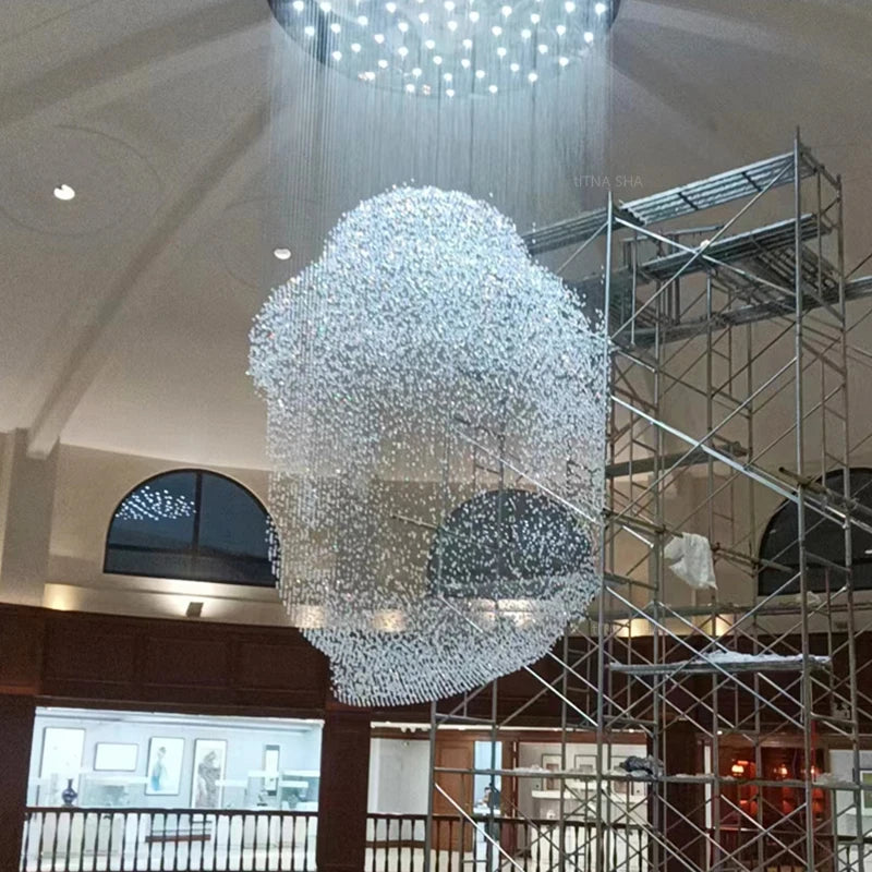 Customized Horse Sculpture Hotel Lobby Villa Salon Decoration Large Project LED Crystal Pendant Lighting Device