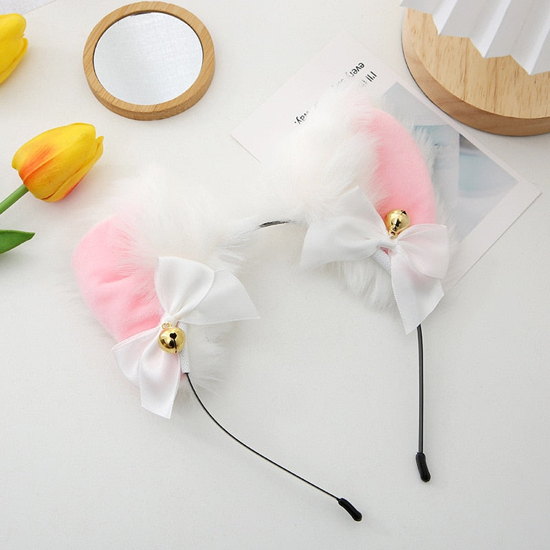 Beautiful Masquerade Halloween Cat Ears Headwear Cosplay Cat Ear Anime Party Costume Bell Headwear Headband Hair Accessories