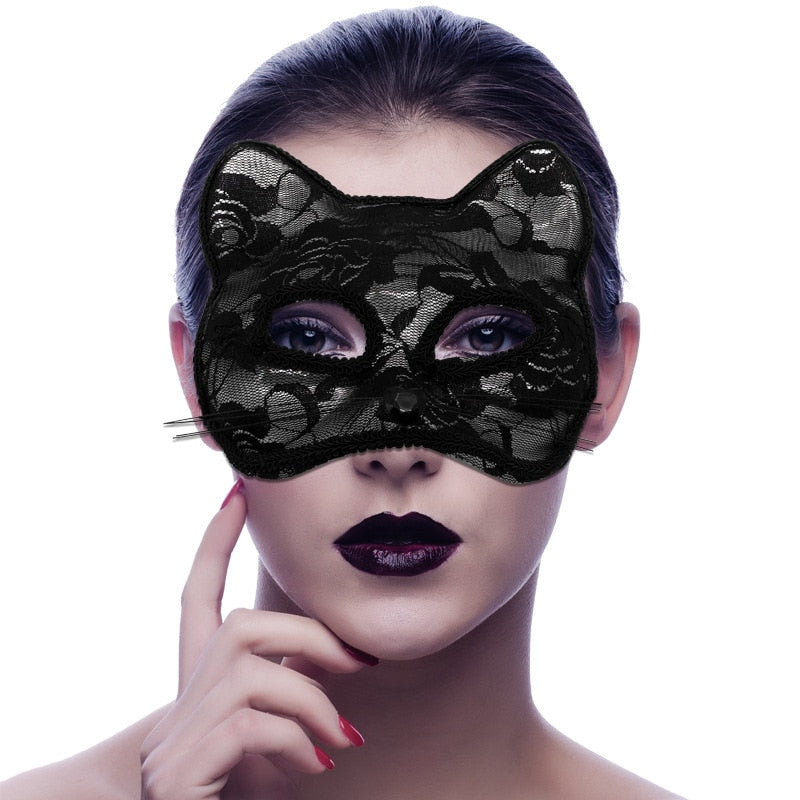 Halloween Cosplay Fox Mask Lace Sexy Eye Mask Animal Mask Half Face Erotic Lace Cat Mask Women Sex Toys For Couple Squid Game