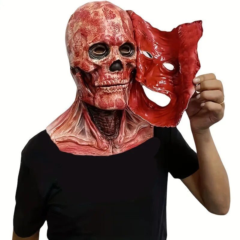 Move mouth Men's Latex Horror Skull Mask For Party Masquerade Costume, Halloween Show Props Funny Men's Face Mask