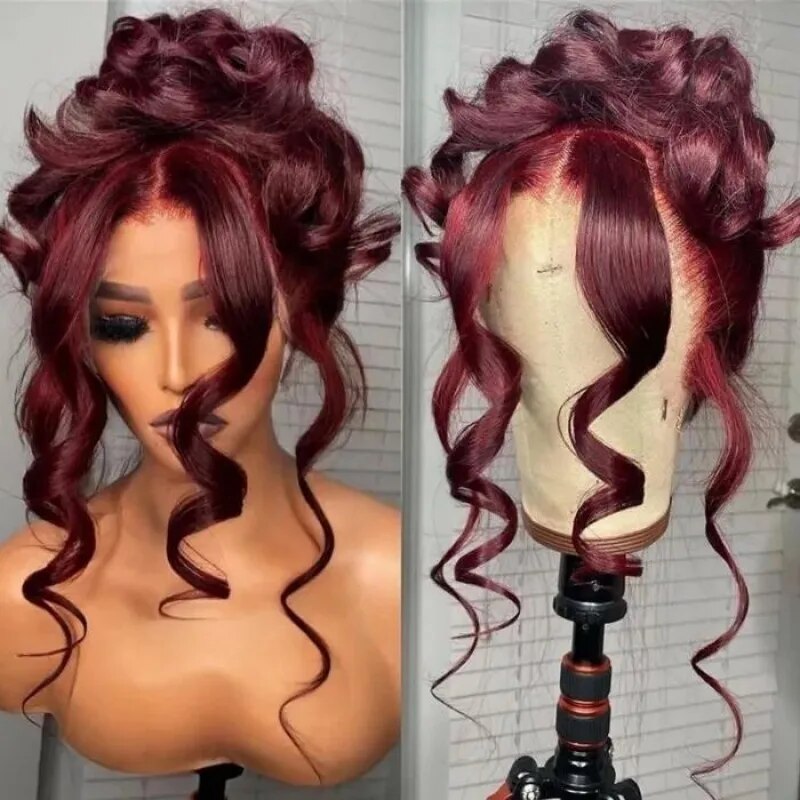 Unice Hair Burgundy 13x4 Lace Front Wig Human Hair Wigs Pre Plucked 99J Transparent Lace Front Human Hair Wigs for Women