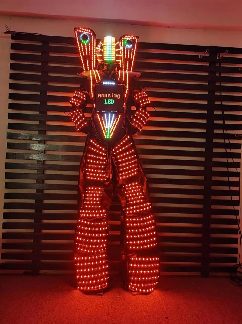 led Clothes Stilts Walker Costume LED Suit Costume Helmet Laser Gloves Traje LED Robot Costume