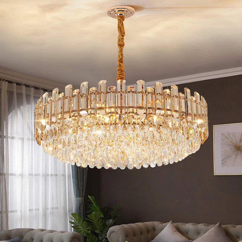 Nordic K9 Crystal Luxury Chandeliers Gold Gray Lighting Dining Living Room Bedroom Kitchen Island Lights Indoor Hanging Light