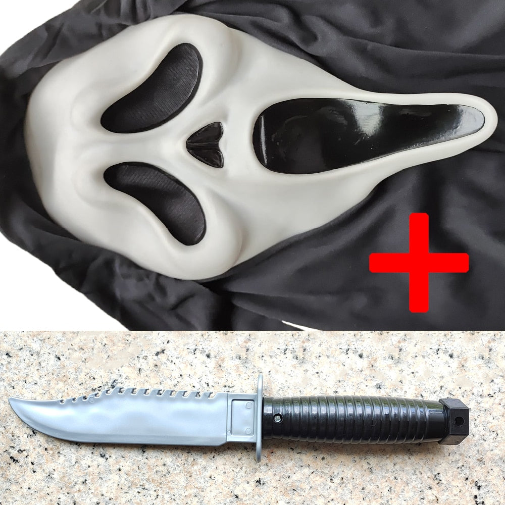 Ghost Face Scream Movie Horror Mask Halloween Killer Cosplay Adult Costume Accessories Props