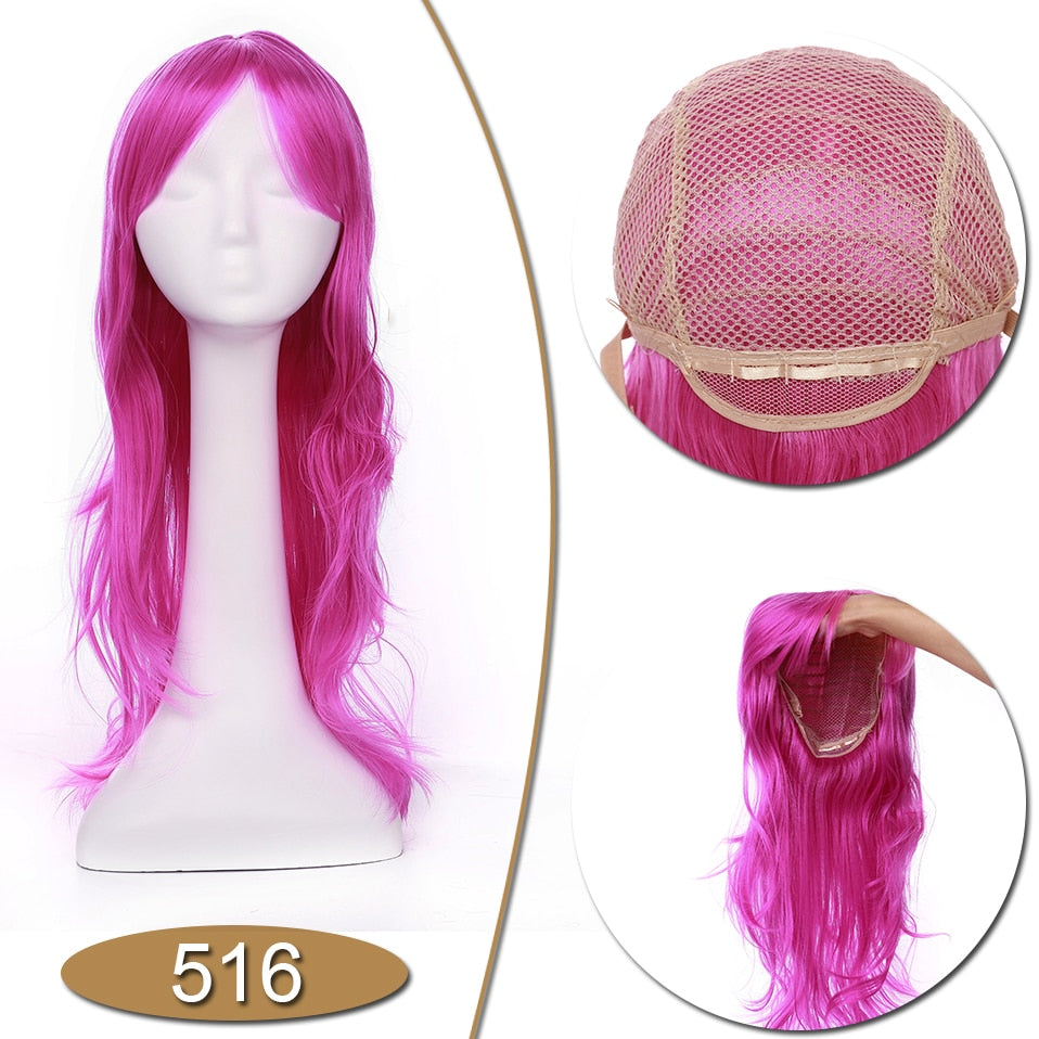 S-noilite Synthetic 28colors 22inch Loose Wave Wigs Halloween Cosplay Wig Blue Red Pink Grey Purple Hair Wig Cosplay for party