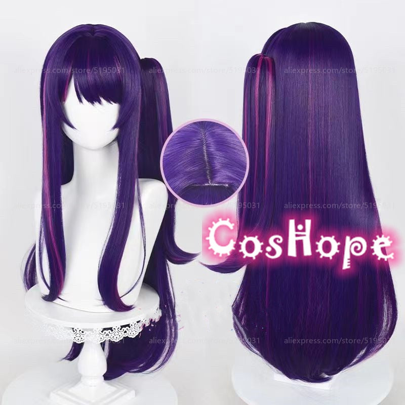 Oshi No Ko Hoshino Ai Cosplay Wig 80cm Long Dark Purple Rose Pink Wig Cosplay Anime Cosplay Wigs Heat Resistant Synthetic Wigs