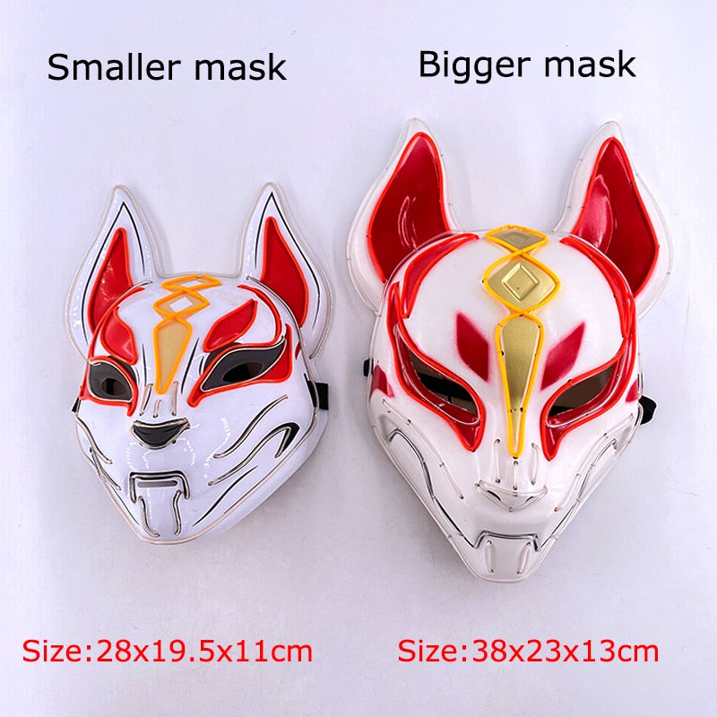 Anime Expro Decor Japanese Fox Mask Neon Led Light Cosplay Mask Halloween Party Rave Led Mask Dance DJ Payday Costume Props