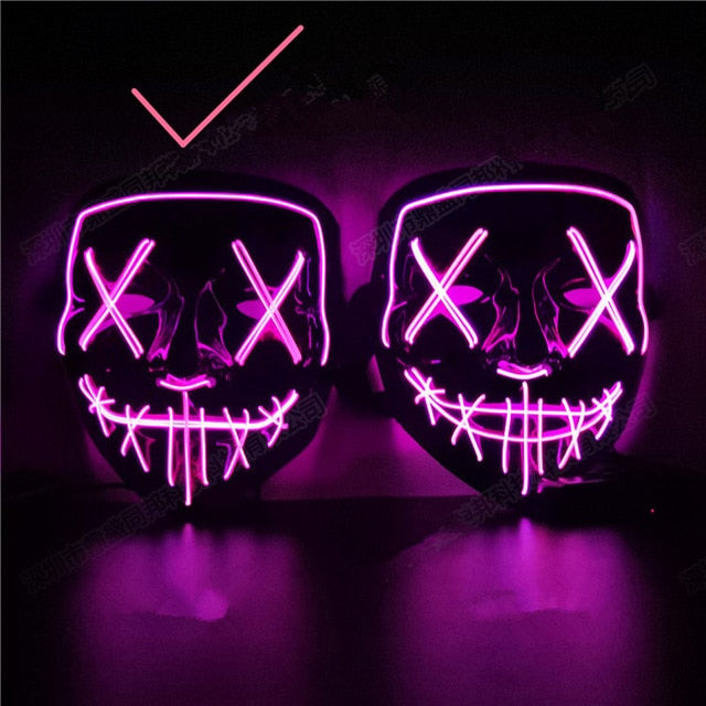 Halloween Decoration LED Mask Light Up Party Neon Mask Cosplay Horror V for Vendetta Halloween Party Decor Props Accessories