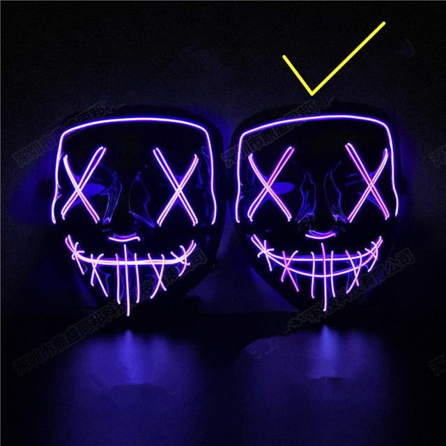 Halloween Decoration LED Mask Light Up Party Neon Mask Cosplay Horror V for Vendetta Halloween Party Decor Props Accessories